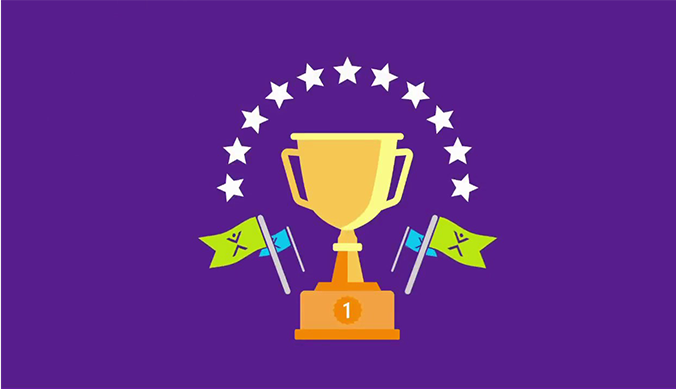 Illustration of a trophy on a purple background